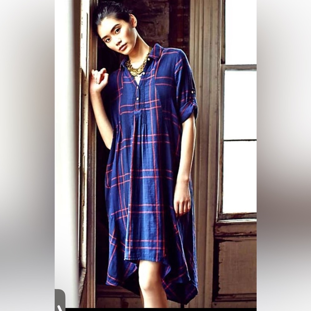 Anthropologie Isabella Sinclair Women’s Homestead Plaid Shirt Dress Asymmetrical